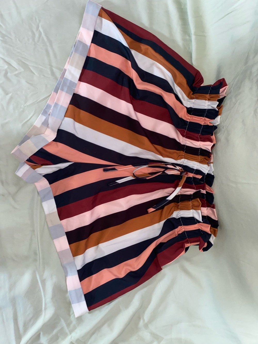 SHEIN Multicolor Striped Drawstring loose shorts in Navy, Rust & Blush